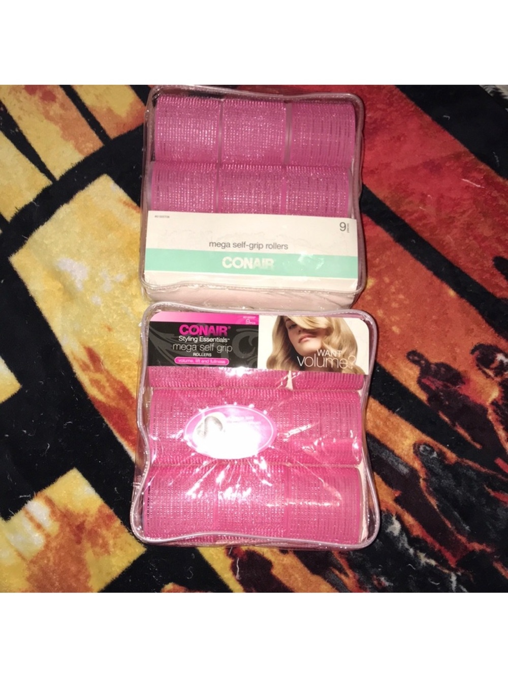 Conair two packs Pink Mega Self-Grip Hair Rollers New